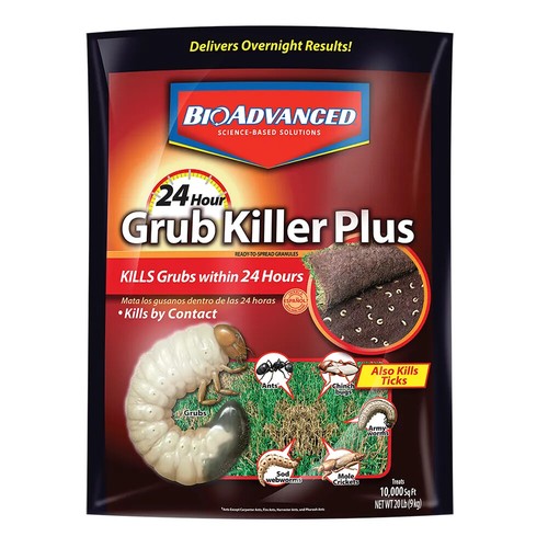 BioAdvanced 700745S 24 Hour Lawn Grub Killer Plus Tick Granules 20 lb, 10,000 sf