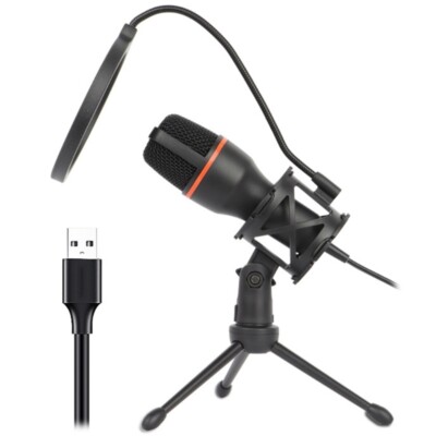 LED Lighting Condenser Mic USB Connection for PC and Laptop Use with Tripod