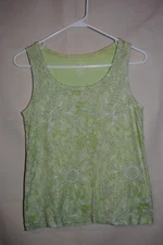 Women's WHITE STAGE Green White Floral Design  Knit Top Size S 4/6