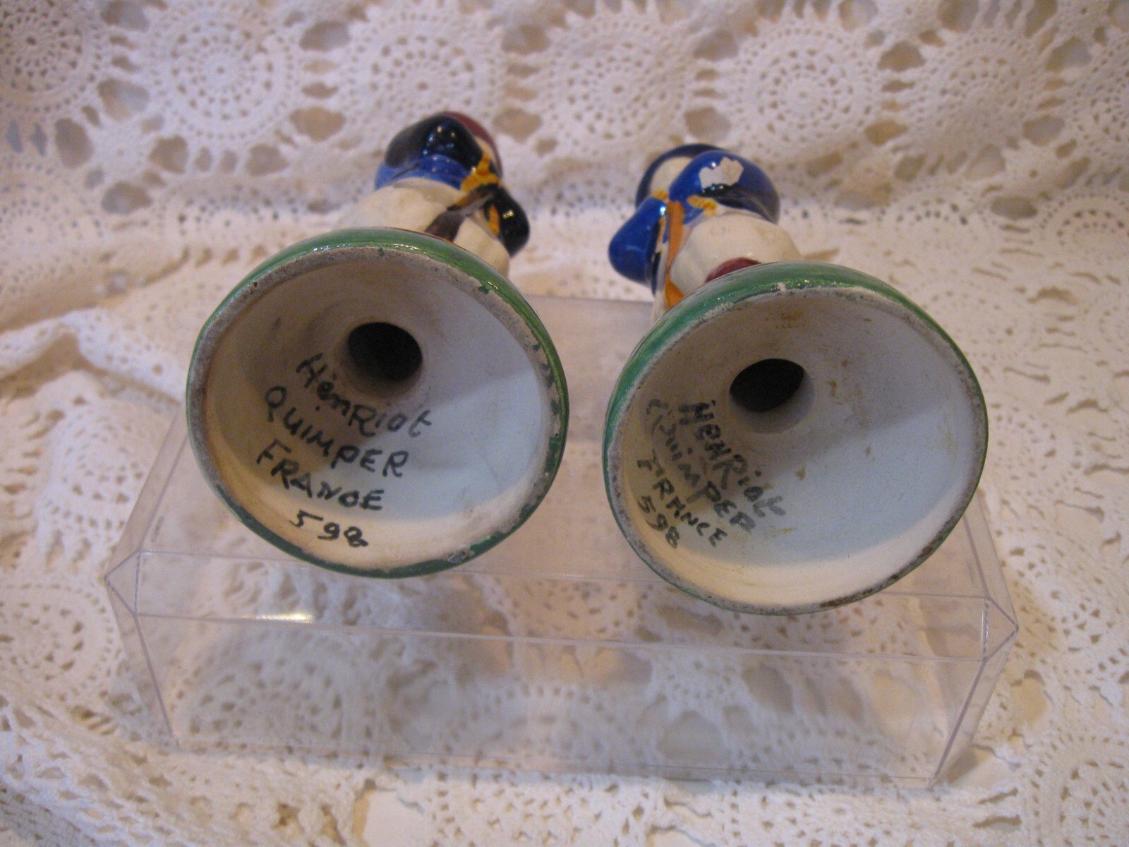 Rare Quimper Pottery France 598 Man and Woman Salt and Pepper Shakers