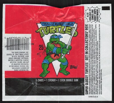 1989 Topps TMNT Teenage Mutant Ninja Turtles Opened Wax Pack Wrapper AA831