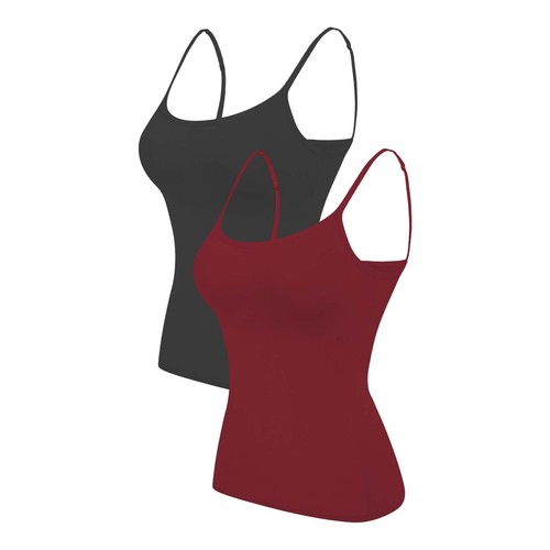 2PCS Women's Camisole with Built in Shelf Bra Adjustable Strap Vest Comfort Tops - Picture 26 of 99
