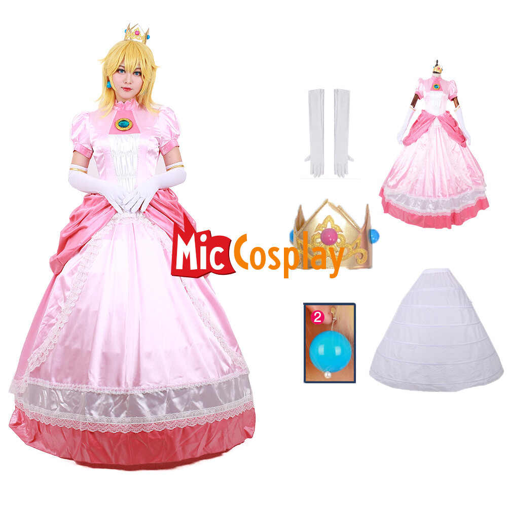 Adult Women Princess Cosplay Costume Halloween Pink Peach Fancy