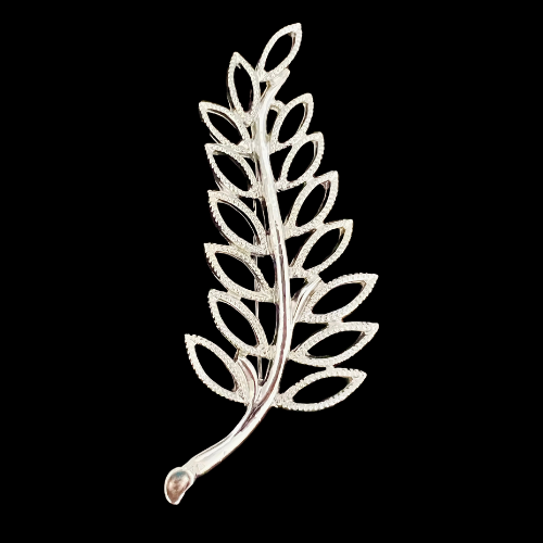 Vintage 80’s Silver Plated Textured Leaf Brooch - Foto 2 di 4