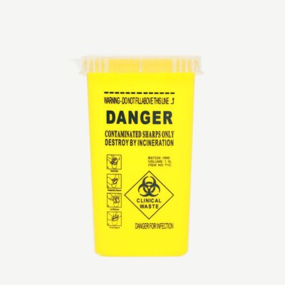 1L Capacity Sharps Container Biohazard Needle Disposal Tattoo Waste Box