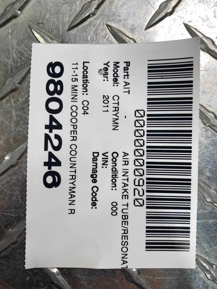 11-15 MINI COOPER COUNTRYMAN R60-R61 AIR INTAKE HOSE PIPE LINE 13719804246 OEM - Image 4 of 4