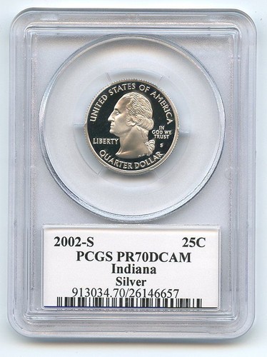 2002 S 25C Silver Indiana Quarter PCGS PR70DCAM - Picture 2 of 2
