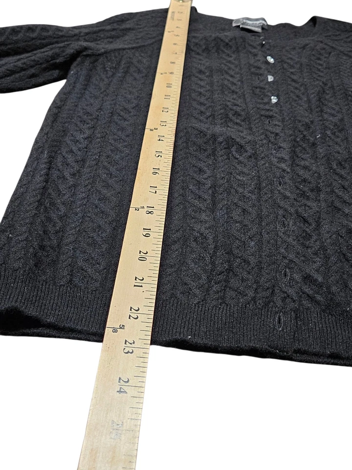 BLOOMINGDALES размер L 100% кашемир кнопка кардиган свитер черный женщин - Изображение 4 из 4