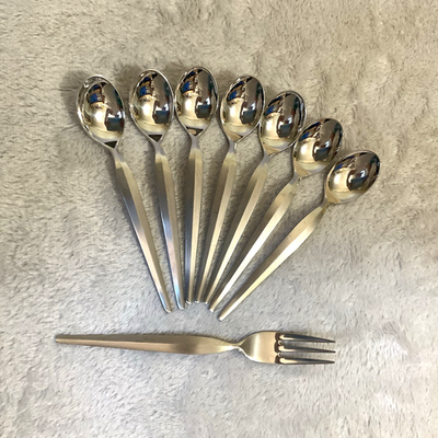 Vtg Lucky Wood Stainless 18 10 Japan Cocktail Spoons Fork hors d
