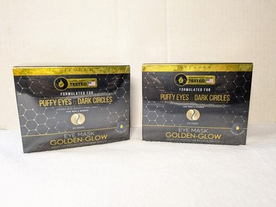 2 Pack Dermora Golden-Glow Eye Mask Puffy Eyes Dark Circles 20 Pairs Ea