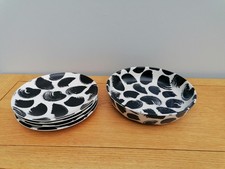 Habitat Black & White Salad Bowl & Side Plates – Sold Separately Brush Marks