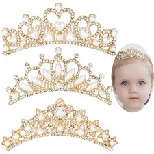 Small Tiara Crown with Hair Comb, 3 Pack Mini Tiara Crown Princess Crystal Shiny