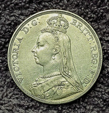 1892 VICTORIA CROWN Solid 0.925 Silver Antique Coin Old Proof Royal Mint London