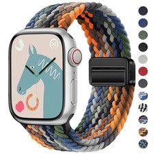 For Apple Watch 38/40/41/42/44/45/49mm Magnetic Stretchy Nylon Braided Band