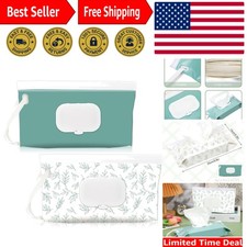 Portable Reusable Baby Wipes Dispenser, 2 Pack Blue Leaves for Mothers on the Go