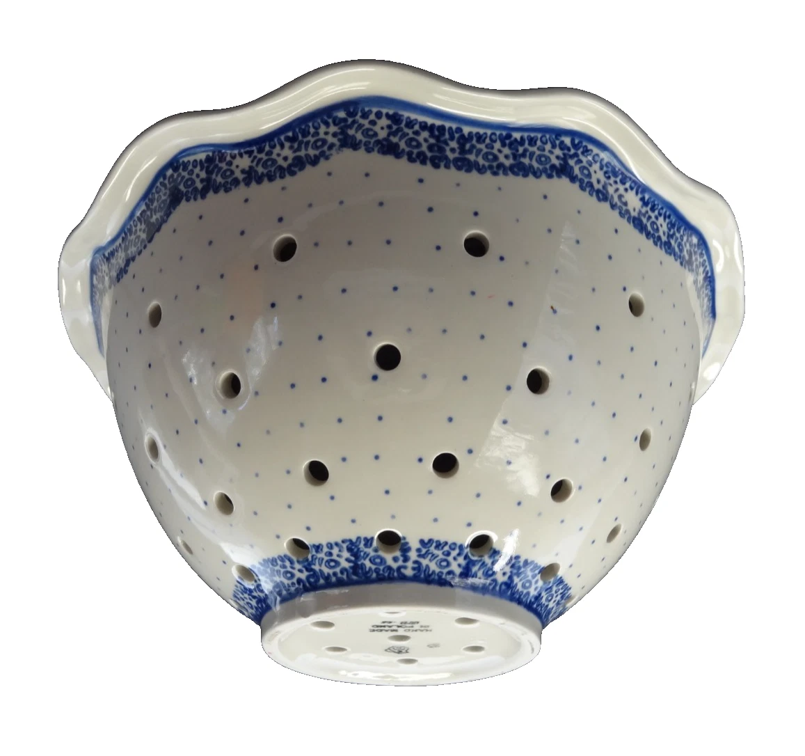 Colander Boleslawiec Ceramic Strainer 12" x 6" Pottery Handmade in Poland