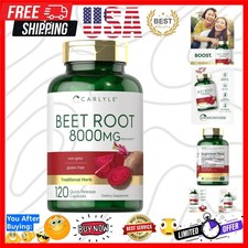 Beet Root Capsules  8000mg  120 Count  Non-GMO, Gluten Free  by Carlyle