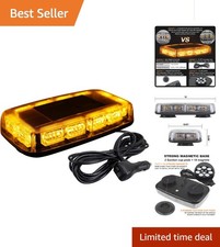 Upgraded Amber Strobe Light Bar with Strong Magnet for Construction Vehicles