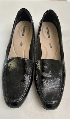 Clarks Collection Women's 12 Juliet Lora Shoes Loafers Black Leather Slip-ons