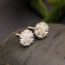 925 Sterling Silver Sparkling Snowflake Stud Women Promise Earrings
