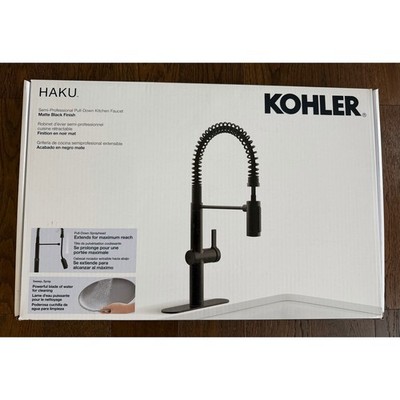 Kohler Haku Matte Black Finish Semi-Professional Pull-Down Kitchen Faucet