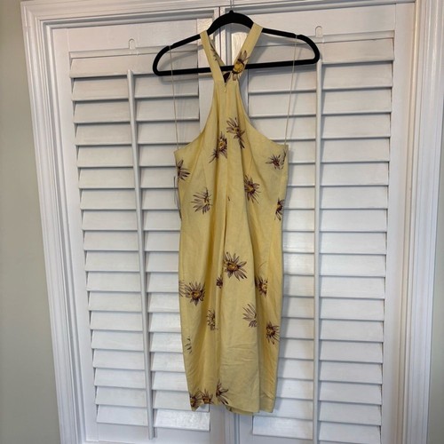 Donna Morgan gelb Sonnenblumen Neckholder Leinenmischung Kleid Gr 10 - Bild 2 von 7