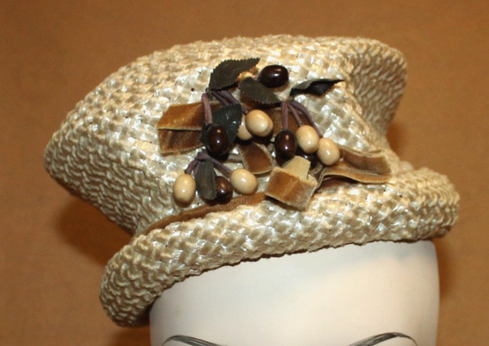 Vintage Straw Women's Hats 1950-60's - Tan, Black, Blue
