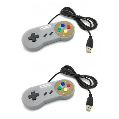 2x USB Controller im SNES Design grau für Windows Mac Linux Raspberry Pi