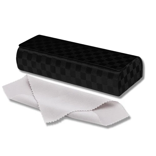 PU Leather Glasses Case Magnetic Hard with Soft Lining – Black