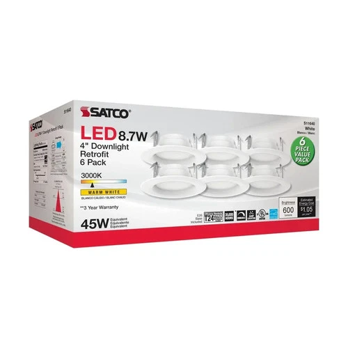 8.7W - LED Downlight Retrofit - 4 inch - 90 CRI - 3000K - 120V - 6-PACK - Picture 7 of 7