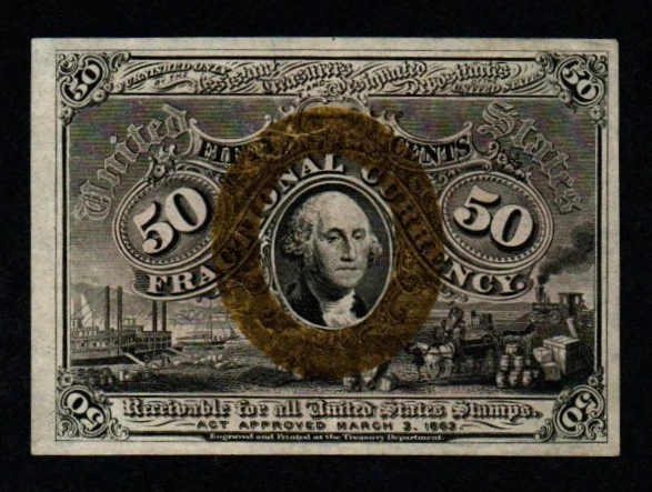 50c 2da Edición REVERSO ROJO HERMOSO MARCO UNC Washington moneda fraccionaria! Foto 2 de 3