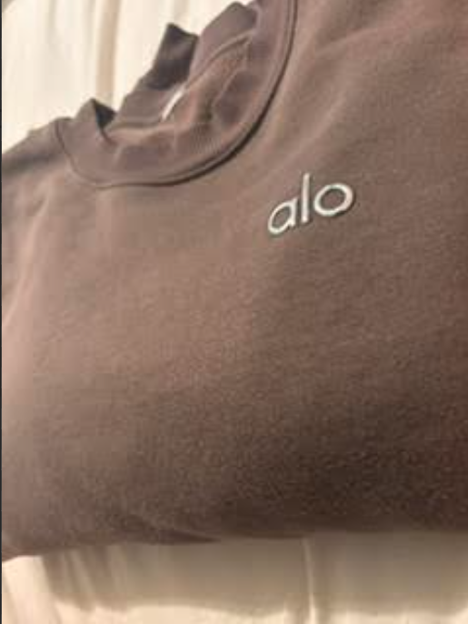 Alo Yoga Accolade Crew Neck Pullover Sweatshirt Espresso Size