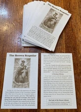 Lot of 100 Traditional Catholic Prayer Card Leaflet The Brown Scapular Mary