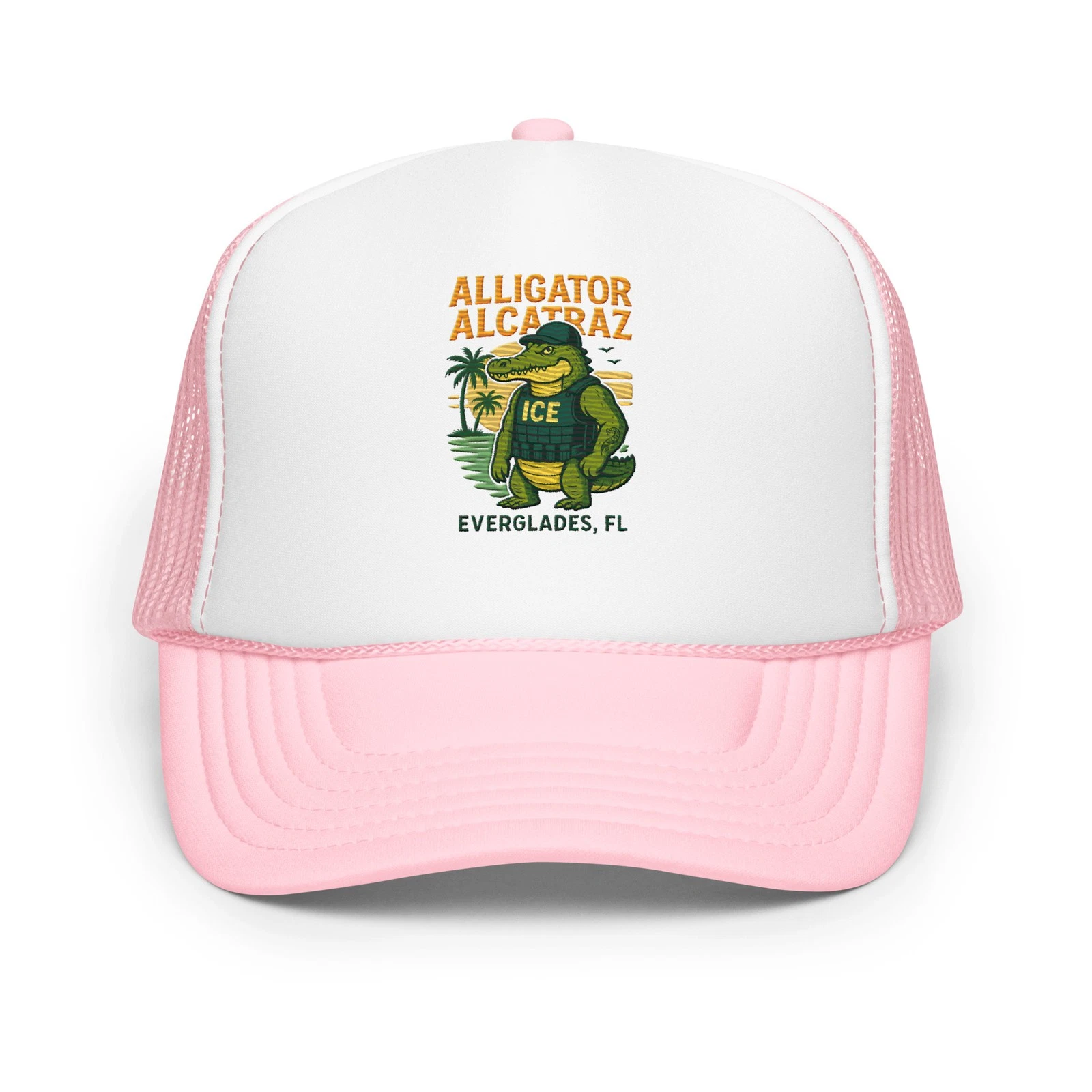 Funny Florida Gator Hat Alligator Alcatraz Embroidered Festival Americana Mesh