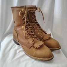 VTG PD Tuff Western Packer Kiltie Paddock Roper Boots Womens 9.5 M Leather USA