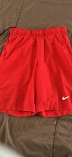 Nike L Men's Swim Shorts Solid Red Elastic Waist Regular Size Recreational