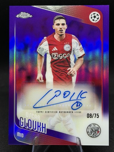 2025-26 Topps Chrome UEFA Oscar Gloukh Auto /75 Purple Refractor #CA-OG Ajax