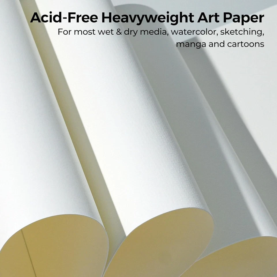 Almohadillas de papel de acuarela 9x12 140 lb 300 gsm 30 hojas cada una prensadas en frío sin ácido Foto 4 de 4