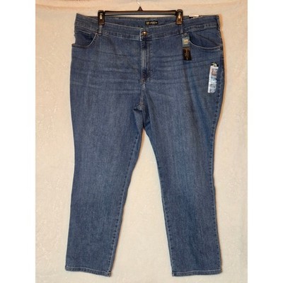 Lee Women 26W Plus Relaxed Fit Straight Leg Jeans Medium Wash Mid Rise Denim NEW