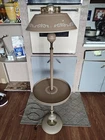 Vintage 1950's Tan working Toleware Metal Hurricane Floor Lamp 51"