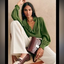 Sezane Chlo Shirt Olive Green 34/2