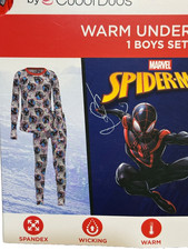 Boys Cuddl Duds Spider-Man Thermal Underwear Set Size M 8-10 NEW 