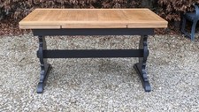 7 FOOT ERCOL EXTENDING REFECTORY DINING TABLE IN PITCH BLACK FARROW & BALL