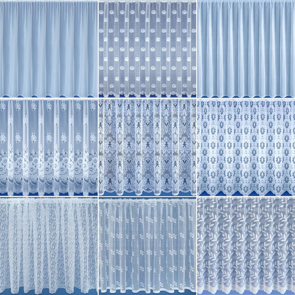 Premium Quality Discounted New Floral White Lace Net Curtain - Sold By The Metre - Image 2 of 3