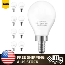 8Pack E12 Ceiling Fan Light Bulb Non-Dimmable 120V 60W Equivalent 5000K Daylight