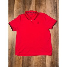 DKNY Mens Red Short Sleeve Polo Shirt XL Contrast Trim Logo