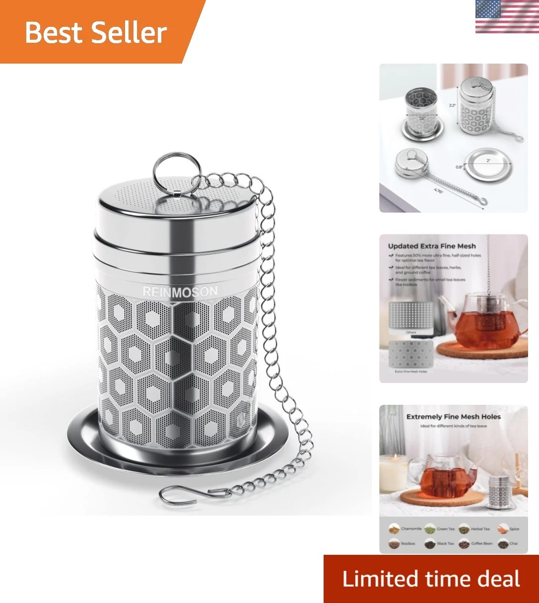 Tea Strainers for Loose Tea, Extra Fine Mesh Tea Infuser, 304 Stainless Steel...
Opens in a new wind