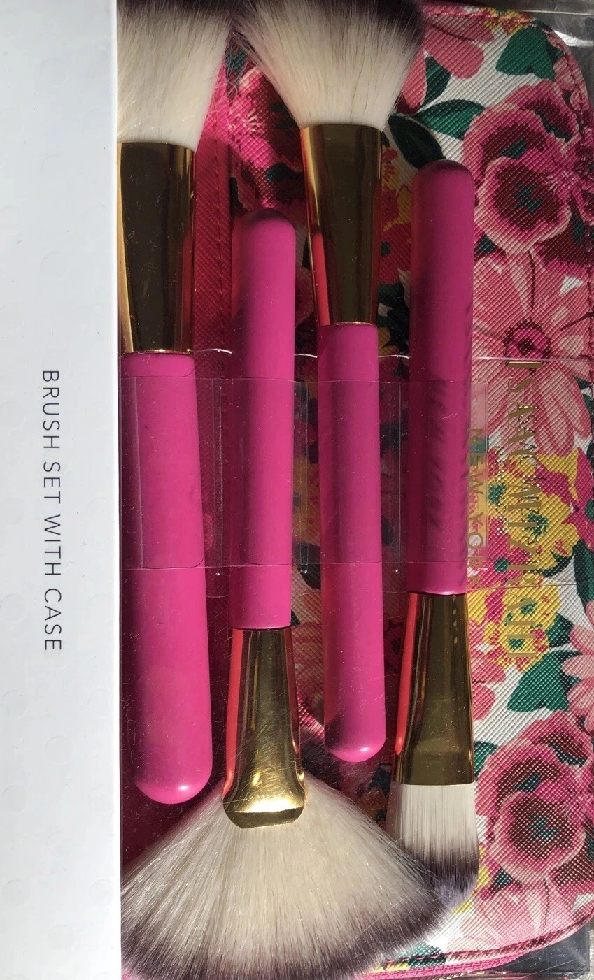 Isaac Mizrahi Brush Set With Case 5 Pieces Floral Case Gift Set New