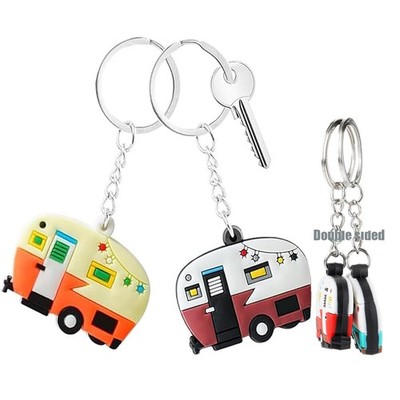 TrustBlai Camper Keychain, Double-Sided RV Camping Key One Size, Brown+orange 