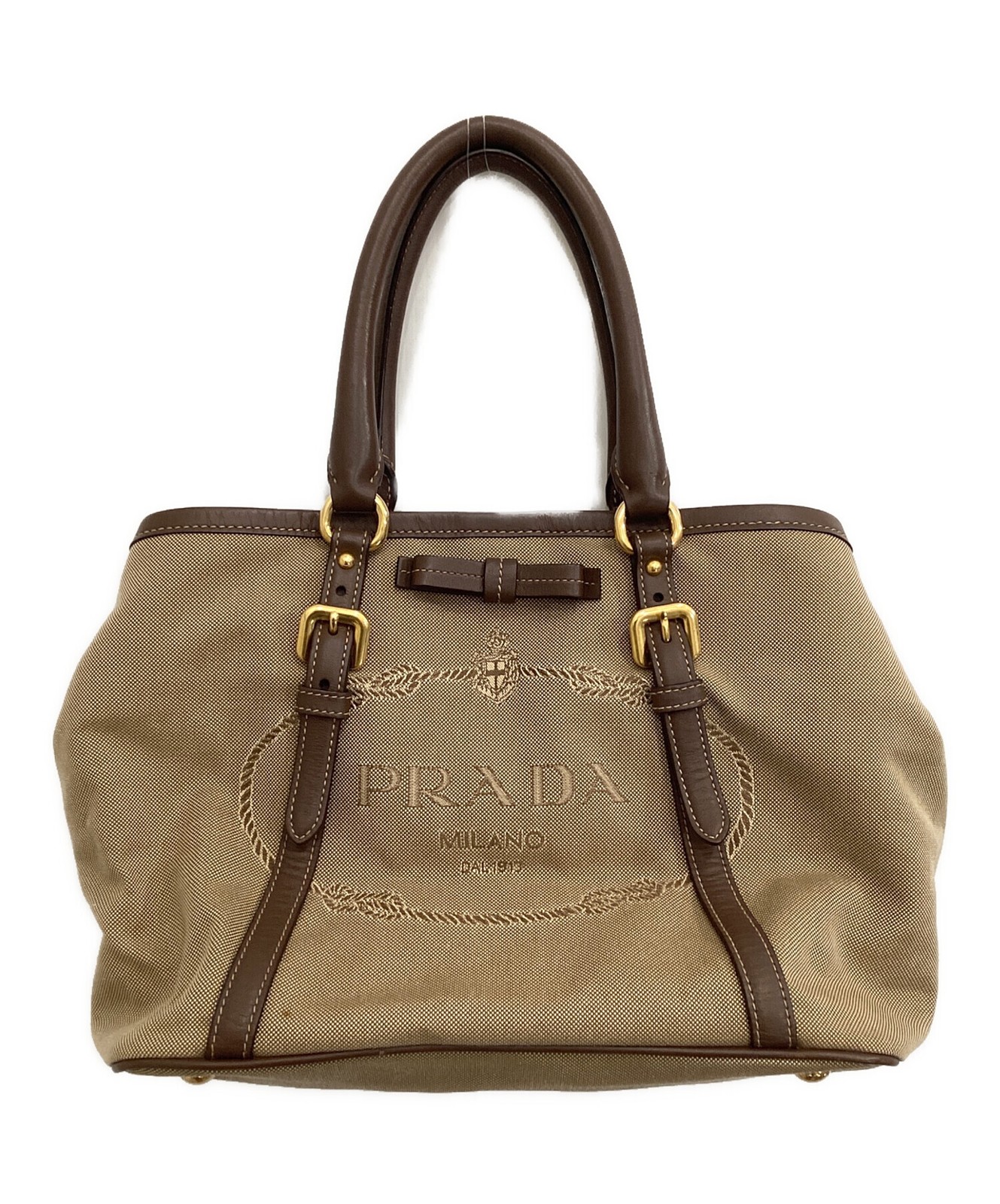 PRADA handbag color: brown women hand tote bag purse handle From Japan